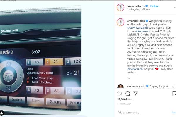 Amanda Kloots message Nick Cardego recovery