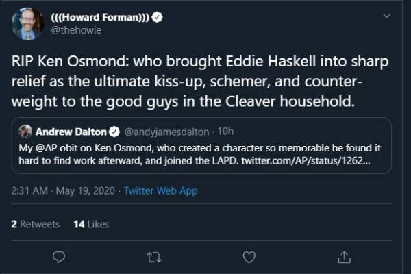 Ken Osmond. Ken Osmond Death.